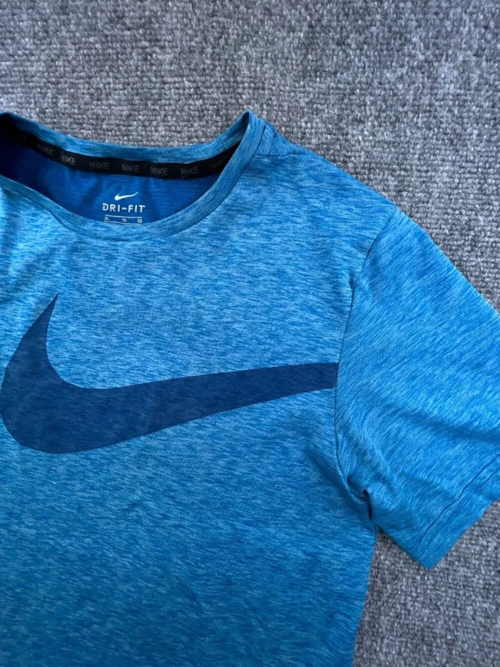Nike Dri-fit XL 13-15 Blue Heather T Shirt Short Sleeve Polyester Activewear